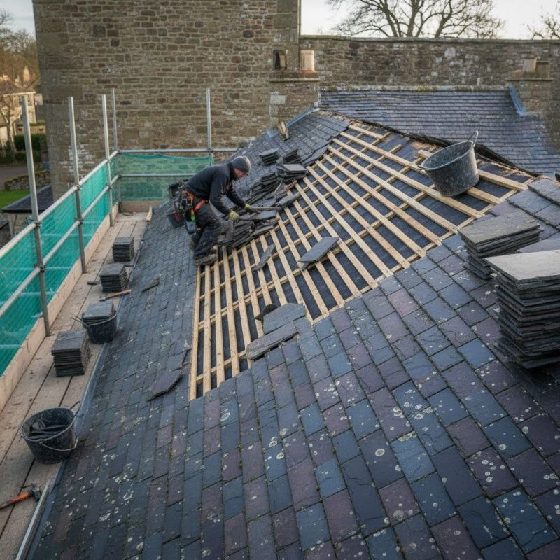 Slate Roof Replacement in Concord, MA